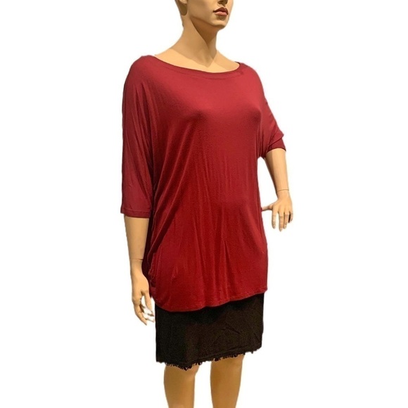 Igigi Deirdra Dolman Tunic Top Red Plus Size 26 / 28 Ruching On Sides 3/4 Sleeve - Picture 4 of 10